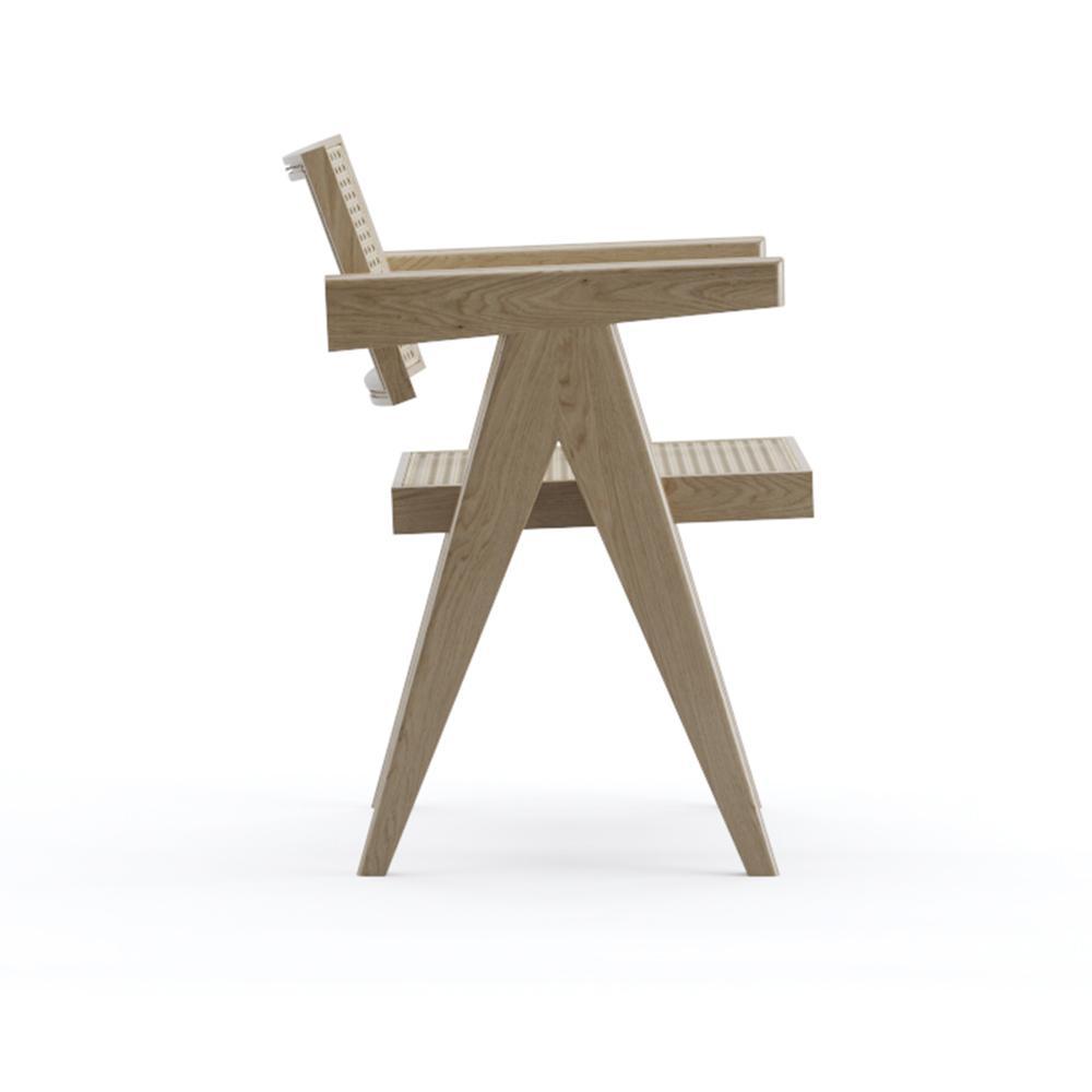 pierre jeanneret rotan eetkamerstoel blank